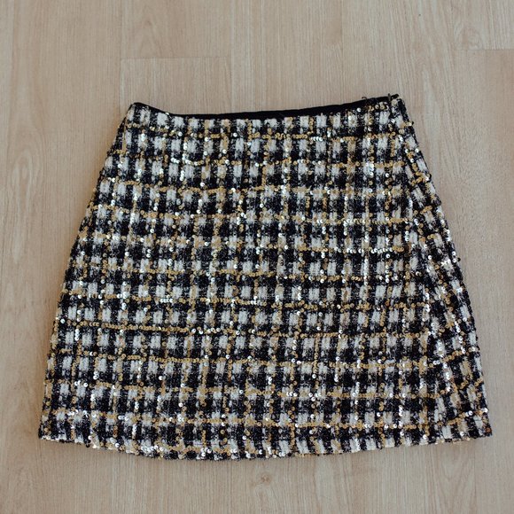 Mia Tweed Gingham and Sequin Mini Skirt - Picture 1 of 6